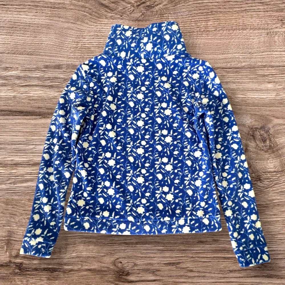 Dudley Stephens Park Slope Turtleneck Blue Floral Terry Fleece XS - Picture 3 of 9